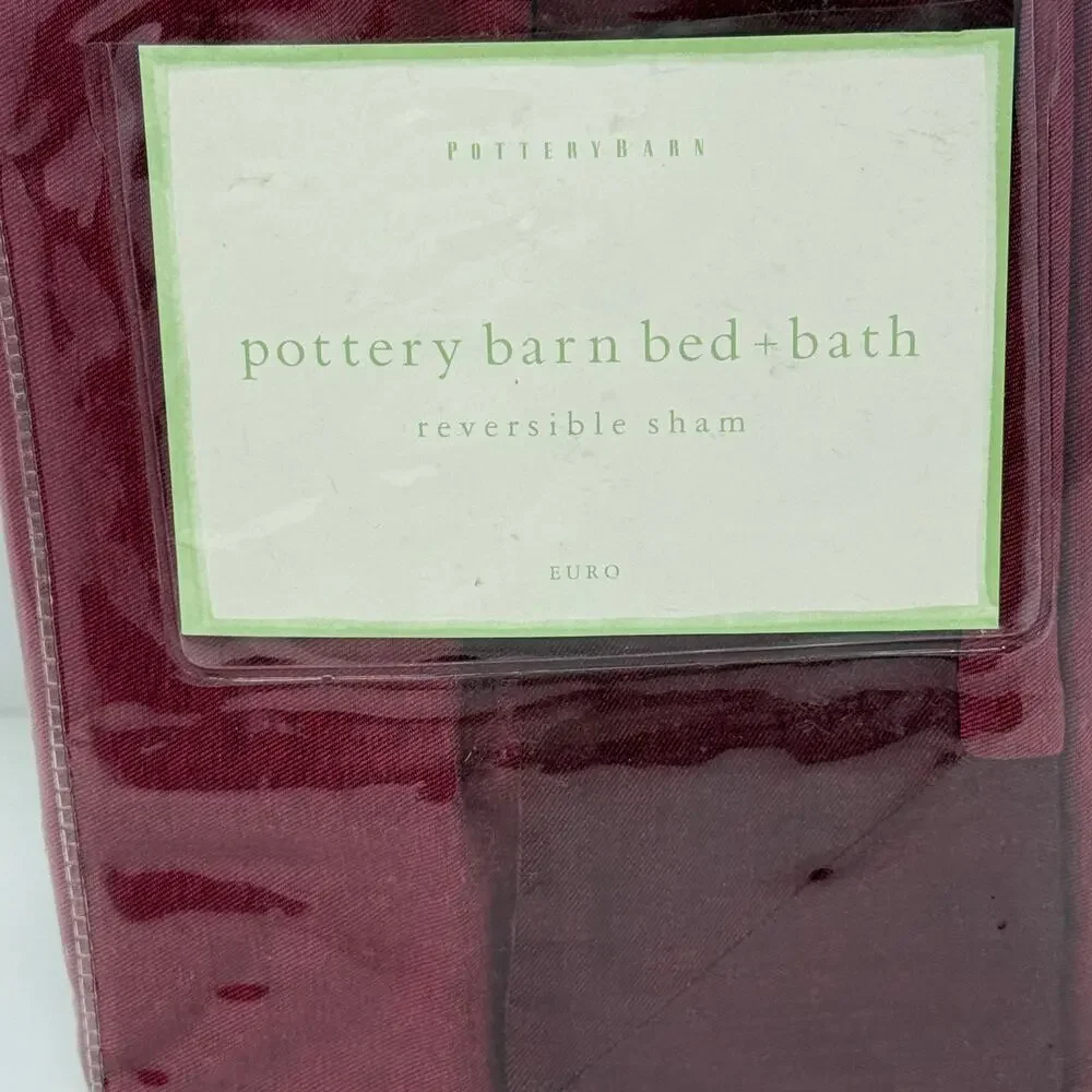 Pottery Barn Bed + Bath Reversible Sham Euro Maroon Burgundy New In Package